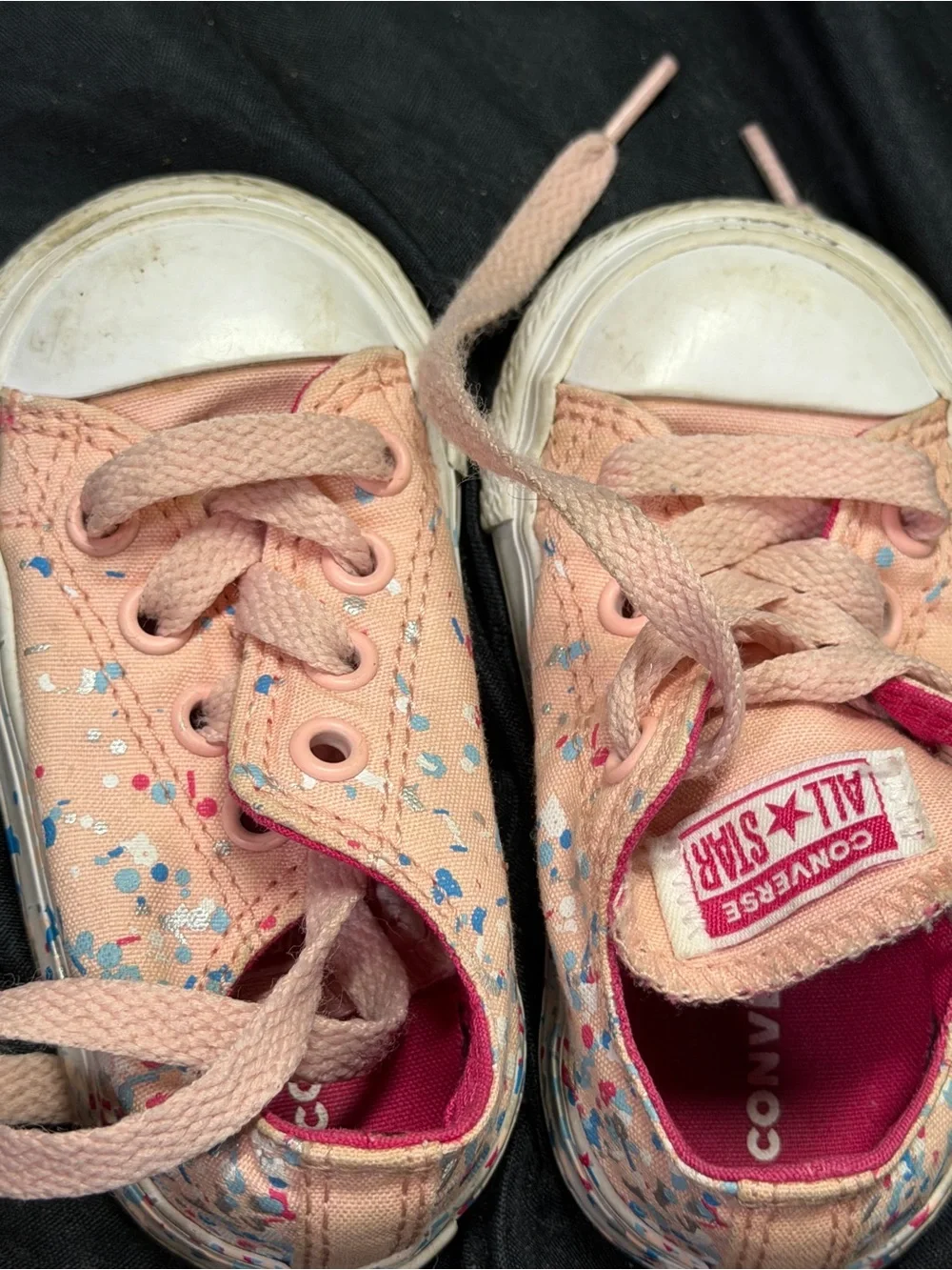 Converse Kids Pink Canvas Sneakers with Multicolor Confetti